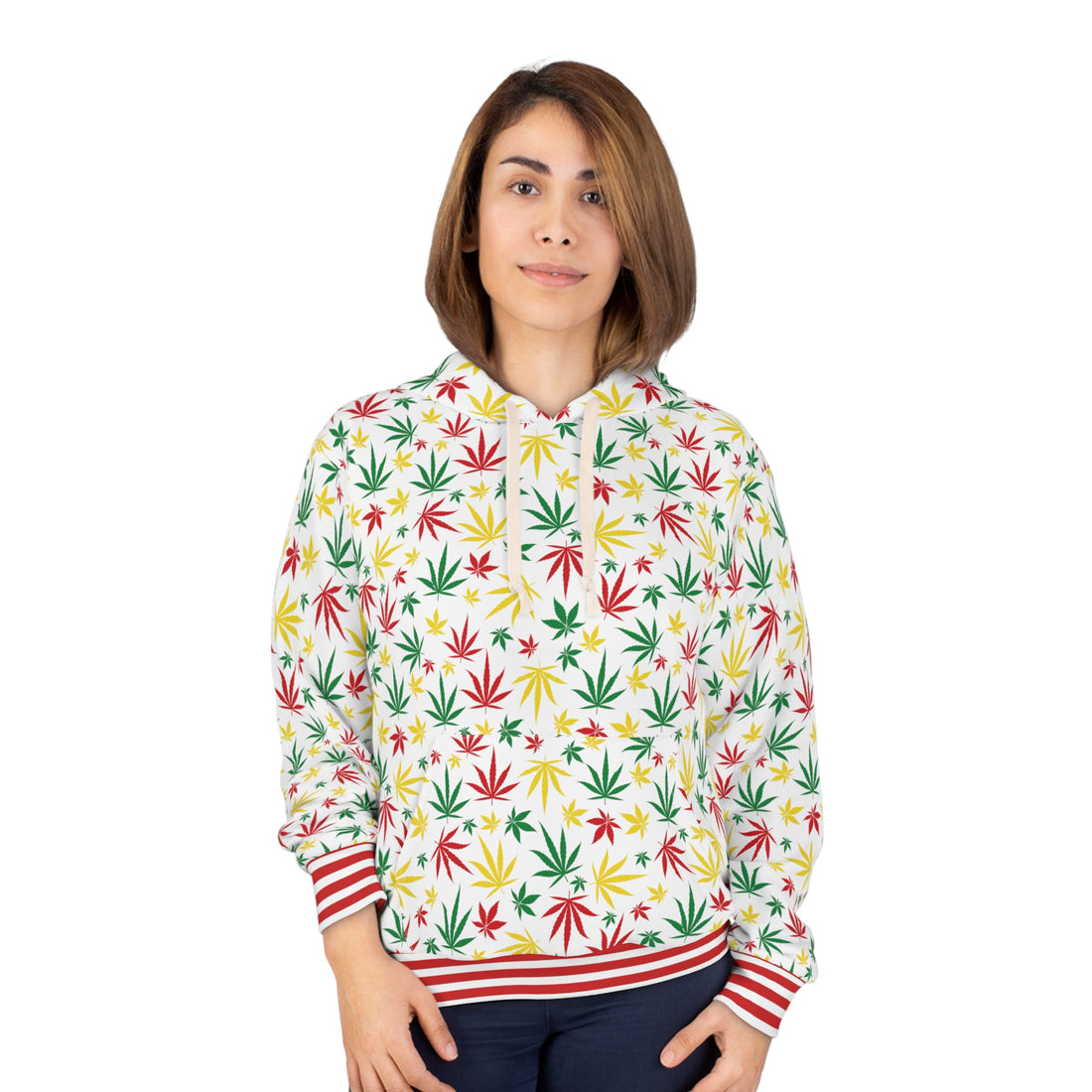 White Tropical Rasta Toned Pullover Hoodie