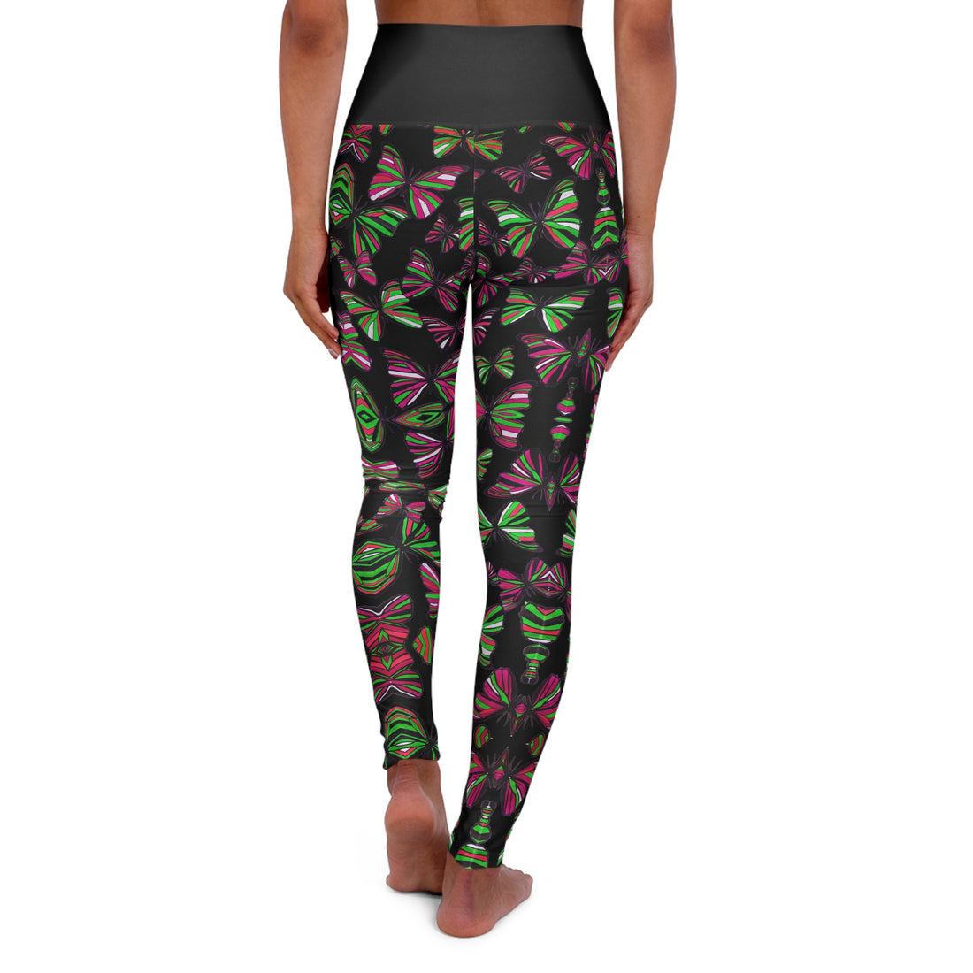 Black butterfly kaleidoscope Yoga Leggings