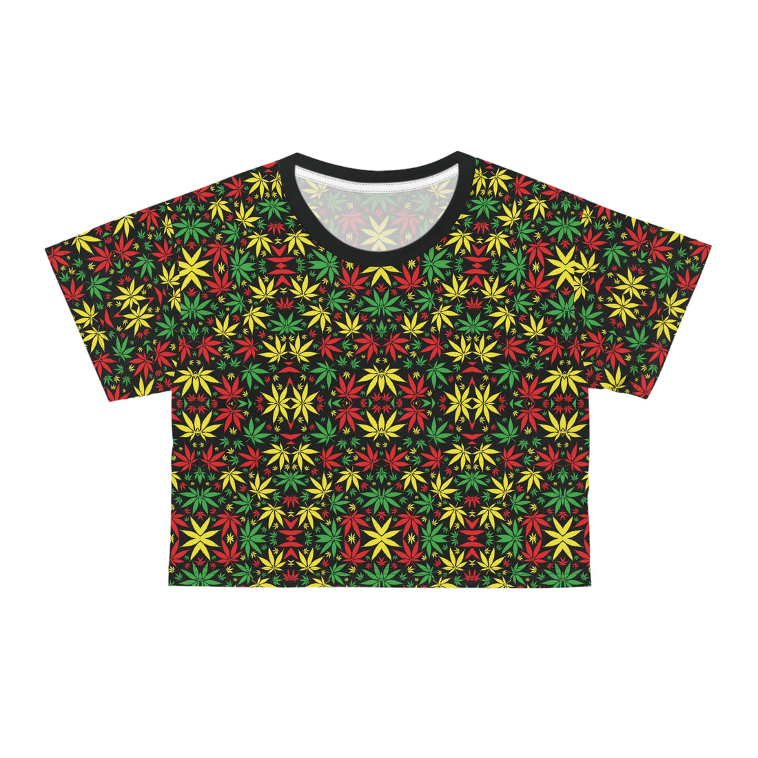 Black Tropical Rasta Toned AOP Crop Tee