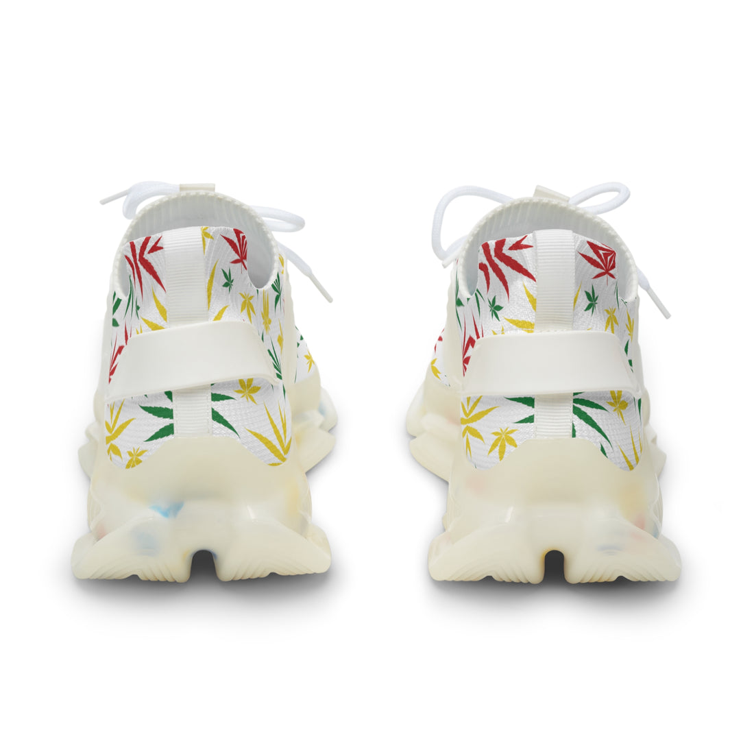 White Tropical Rasta Toned Men's Mesh Knit Sneakers