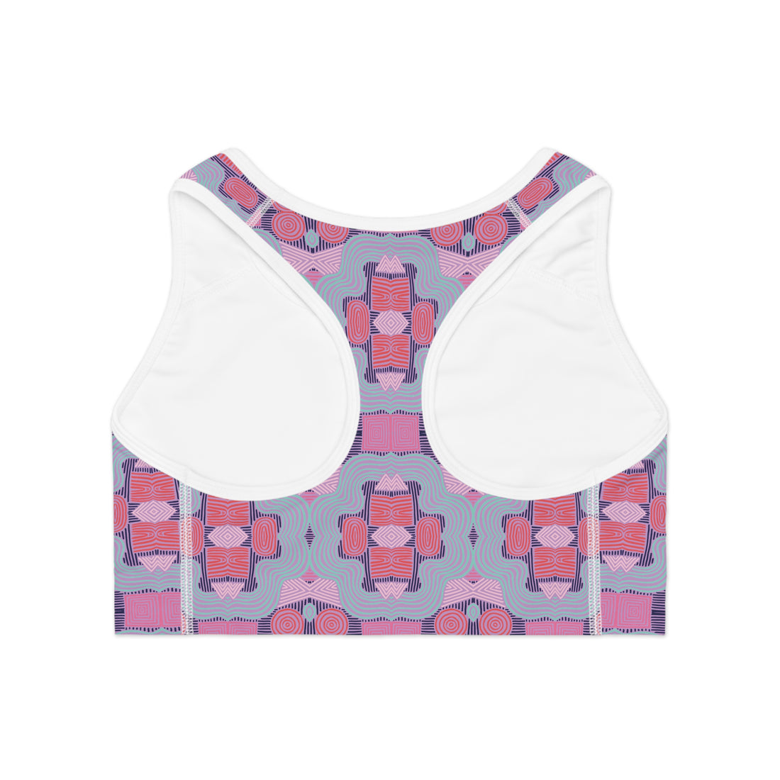 Lilac Geometric Print (AOP) Racerback Sports Bra