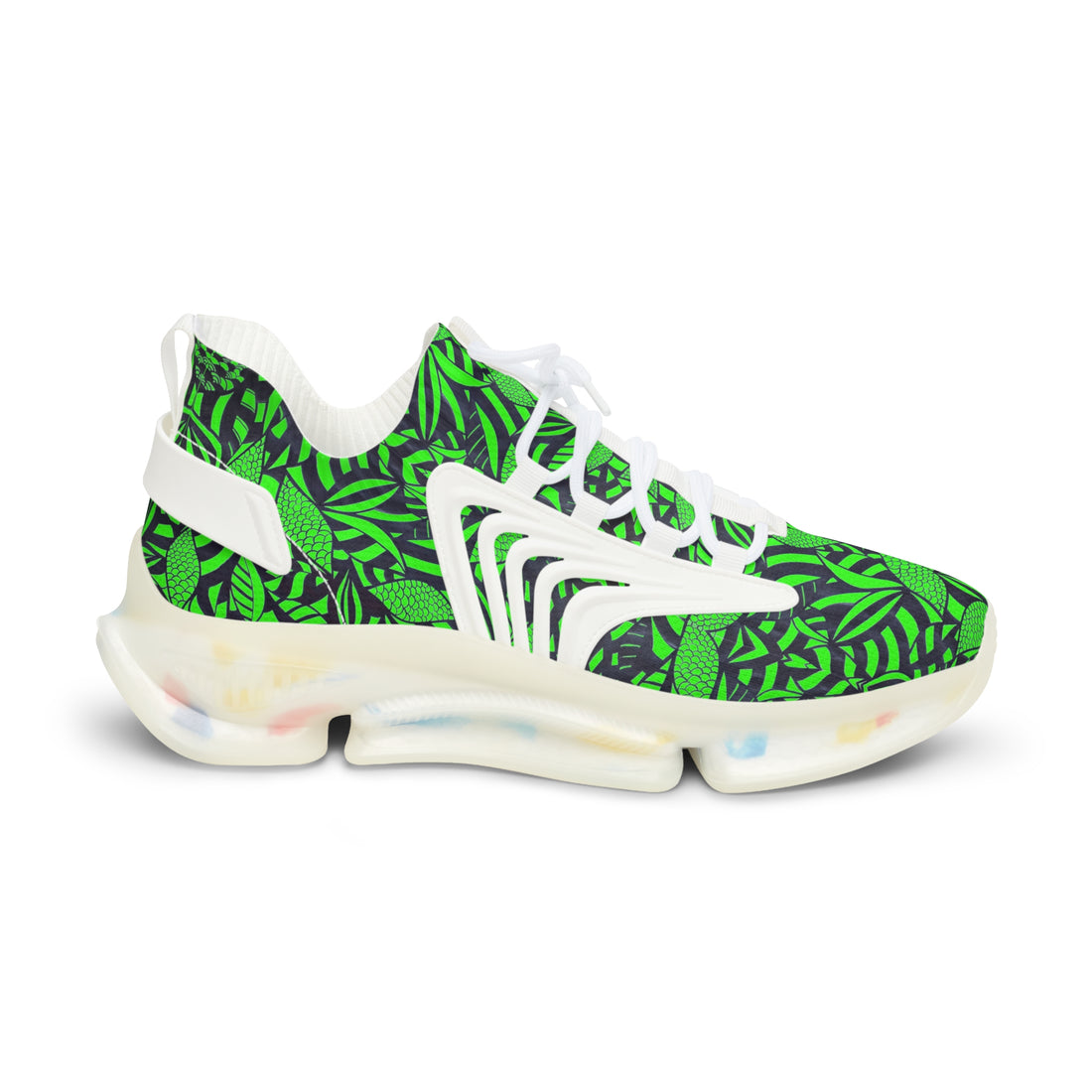 Neon Green Tropical Minimalist OTT Men's Mesh Knit Sneakers