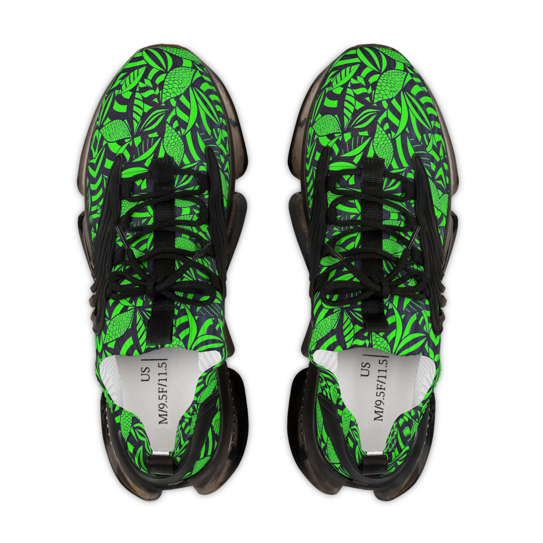 Neon Green Tropical Minimalist OTT Men's Mesh Knit Sneakers