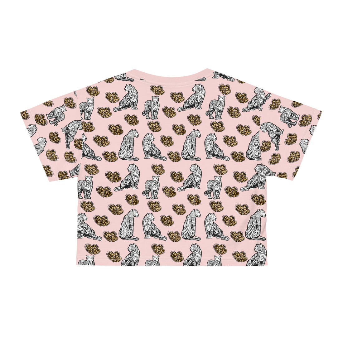 Pale Pink Cheetah Hearts AOP Crop Tee
