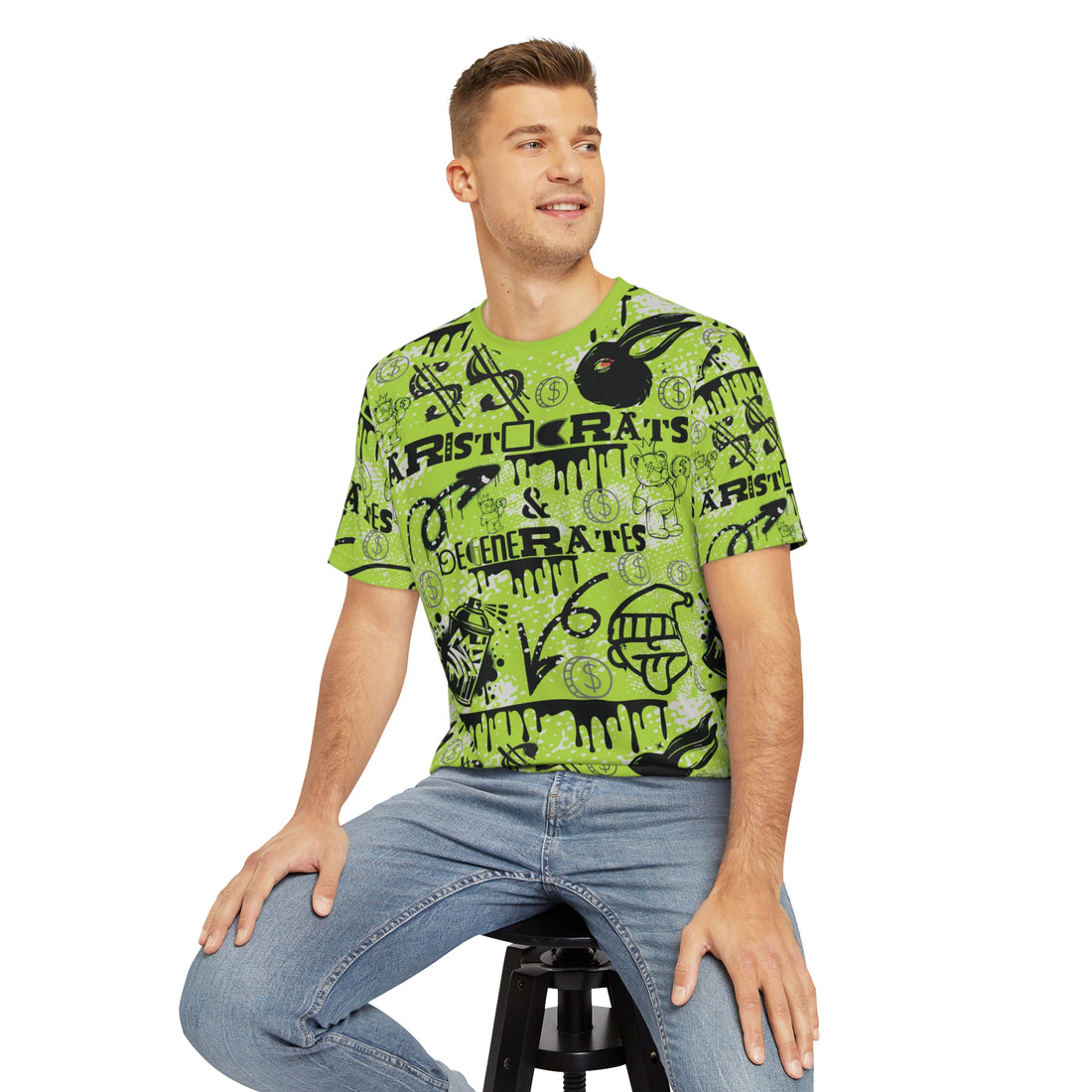Lime Graphic Polar Men's Polyester Tee (AOP)