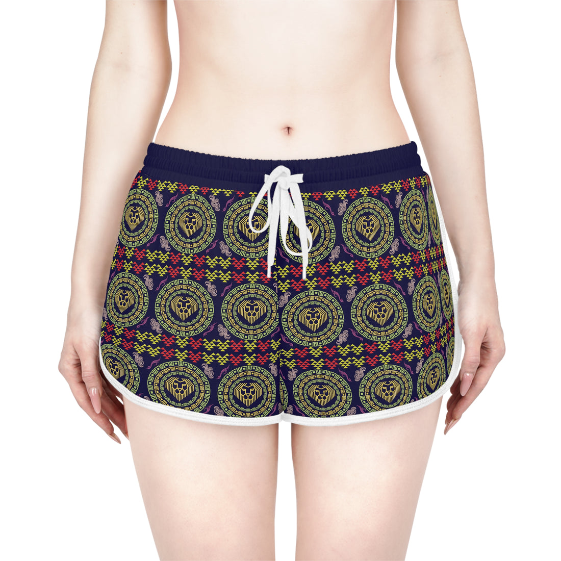 Ink Geo Lion Head Relaxed Gym Shorts