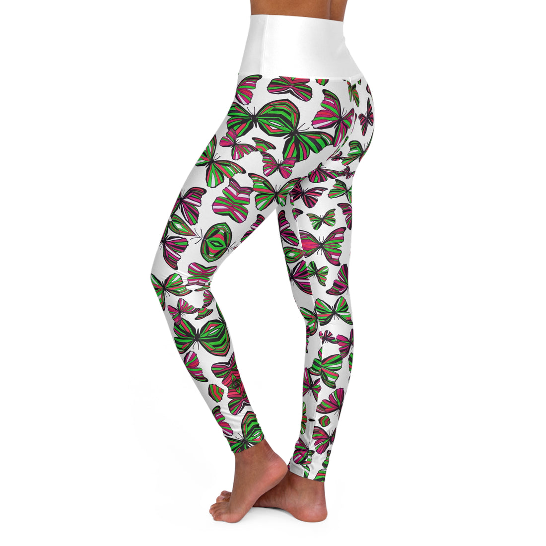 White butterfly kaleidoscope Yoga Leggings