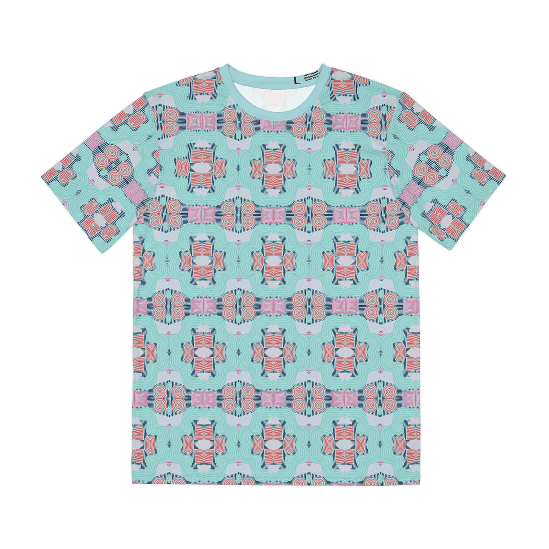 Icy Blue Geometric Print Men's Polyester Tee (AOP)