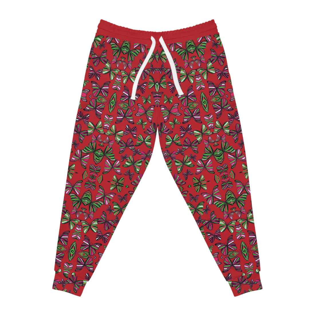 Deep Red Butterflies Kaleidoscope AOP Joggers