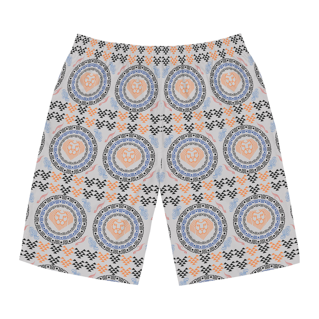 Slate Geo Lion Head Men's Board Shorts (AOP)