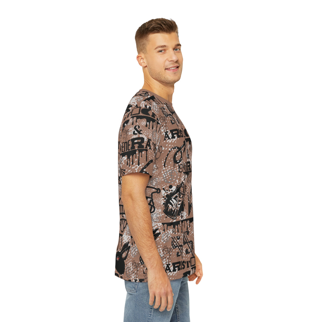 Mocha Mousse Graphic Polar Men's Polyester Tee (AOP)