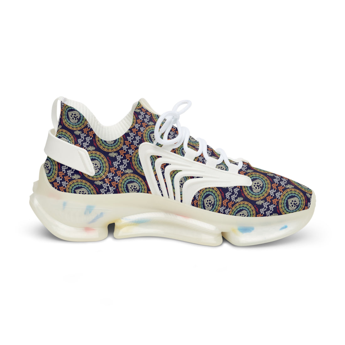 Ink Geo Lion Head Men's Mesh Knit Sneakers