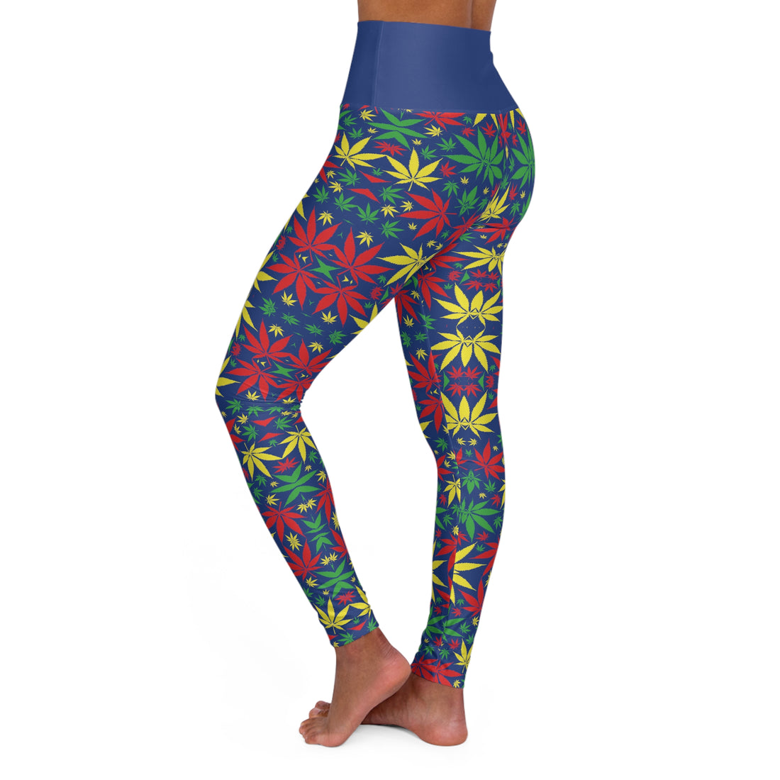 Blue Tropical Rasta Toned Yoga Leggings