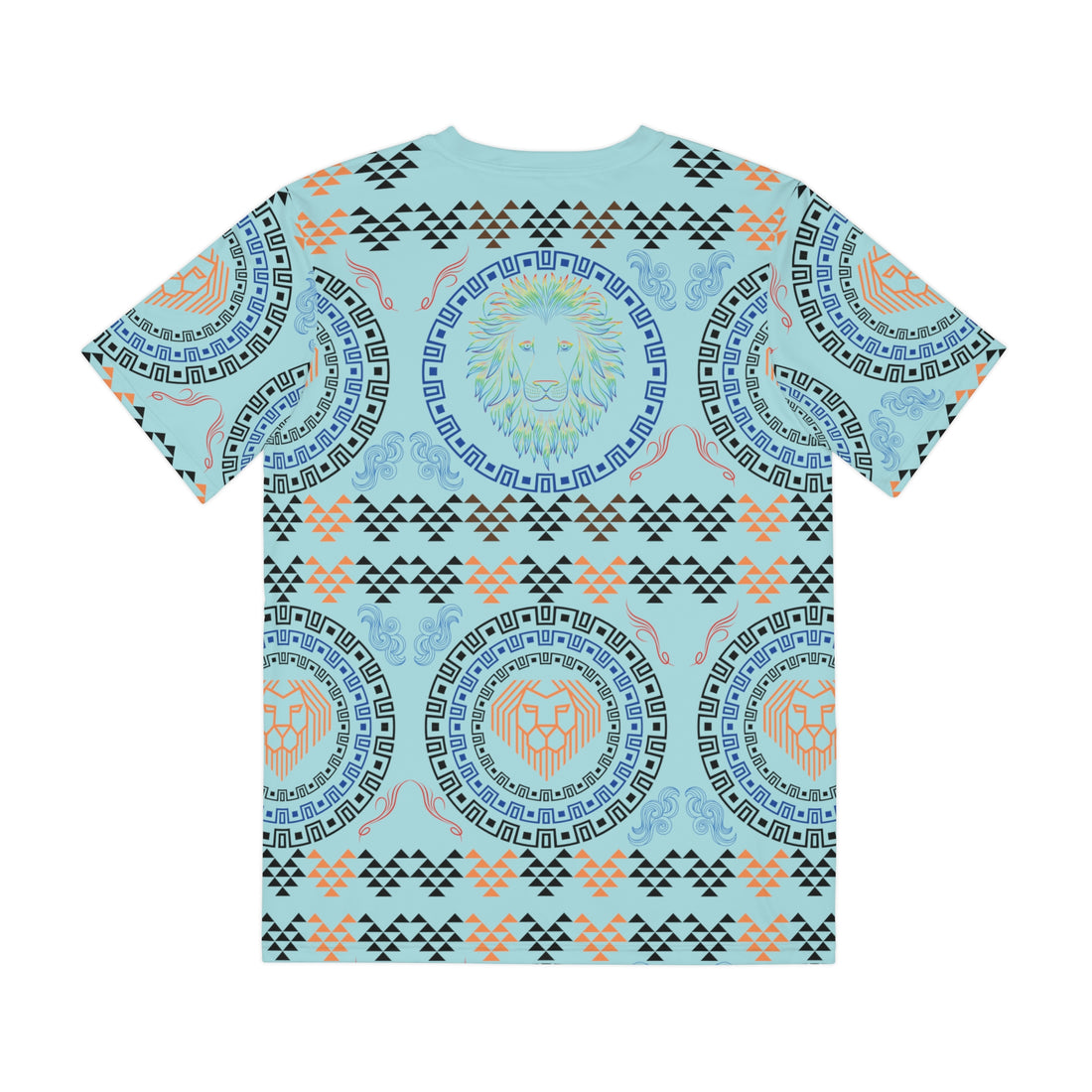 Icy Blue Geo Lion Head Polyester Tee (AOP)