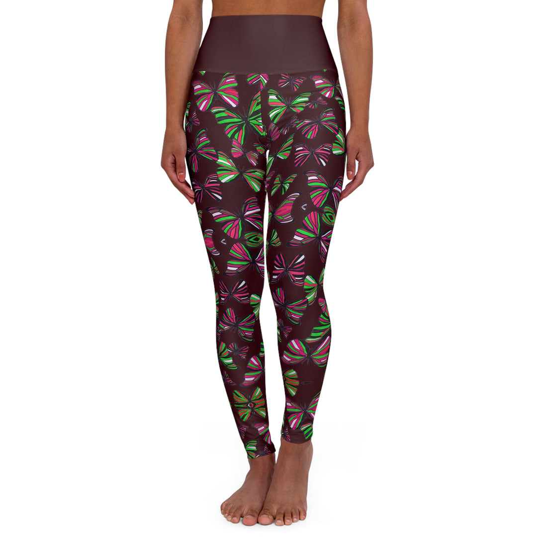 Brown Butterfly Kaleidoscope Yoga Leggings