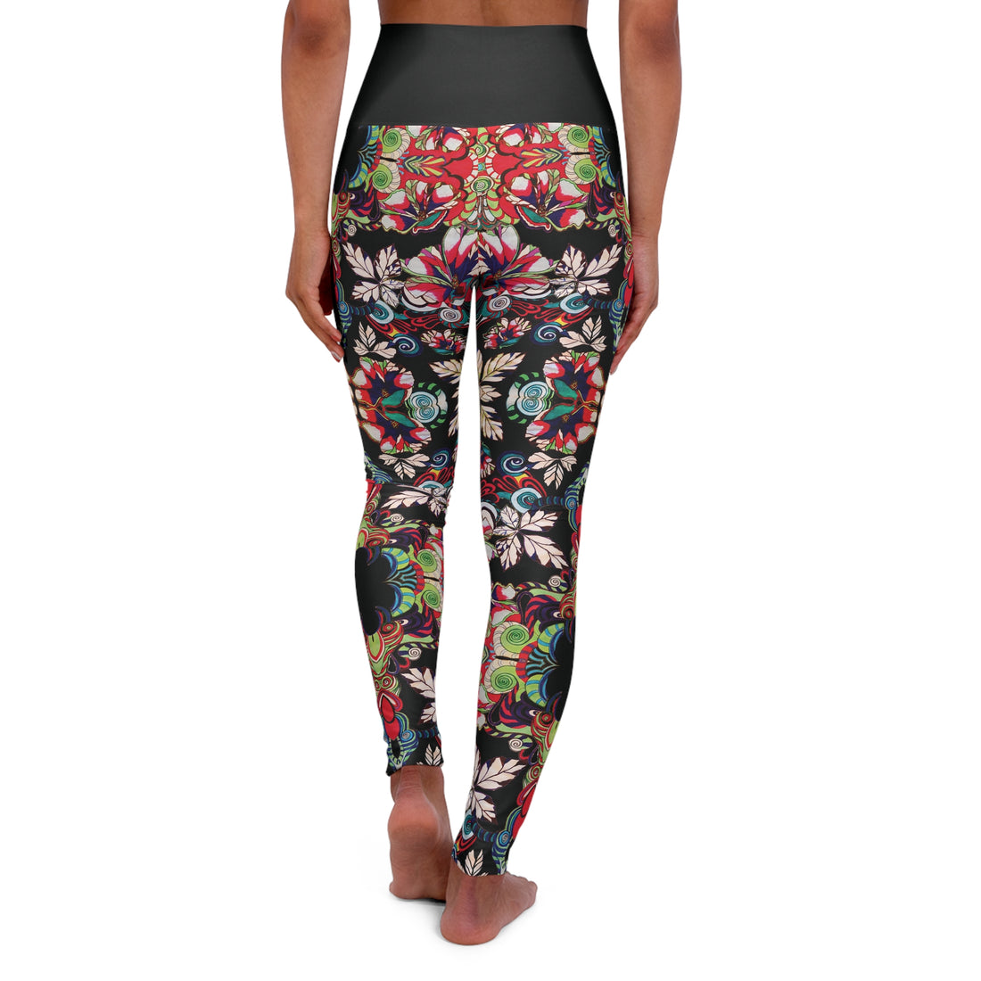 Black Graphic Floral Yoga Leggings
