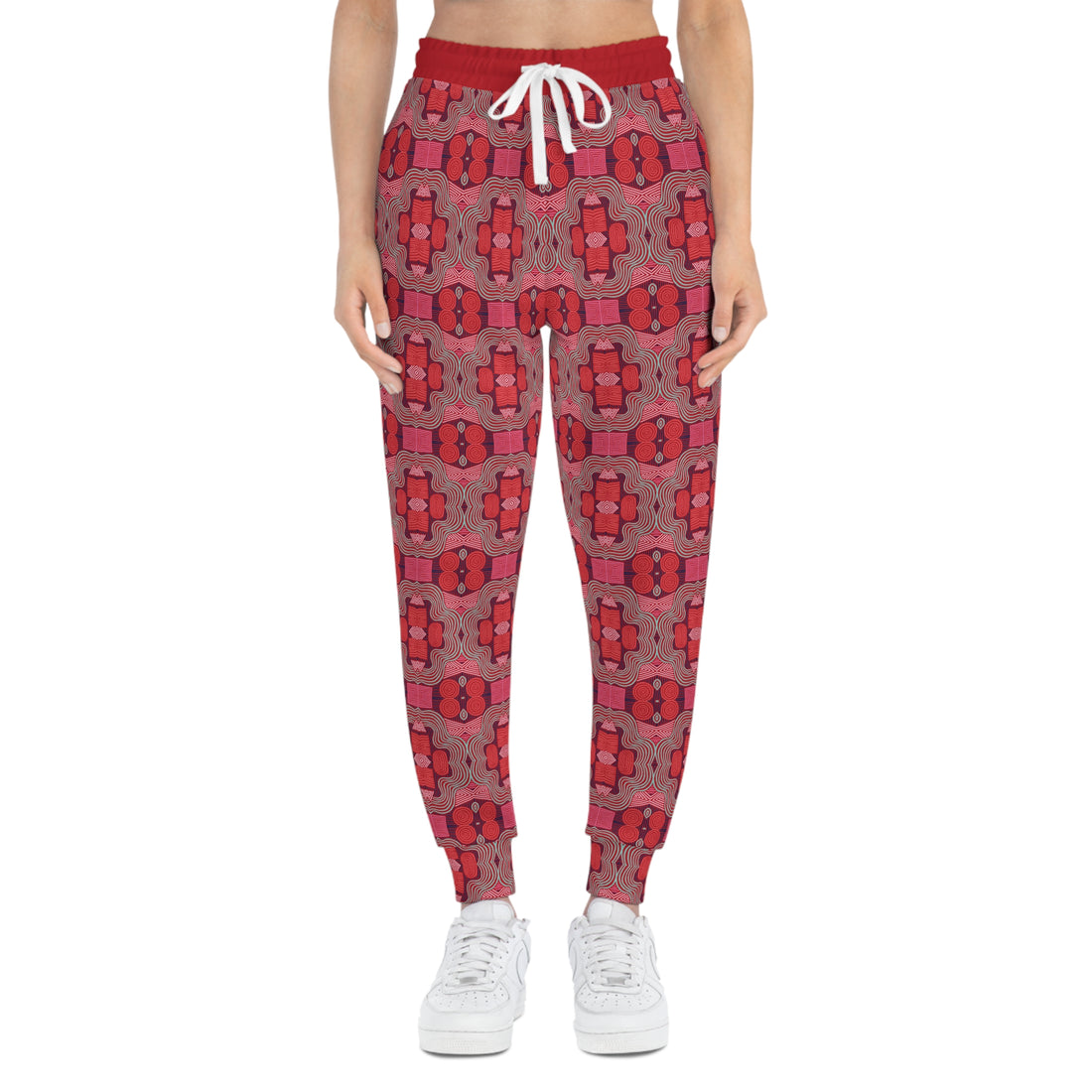 Red Geometric Print Unisex Joggers