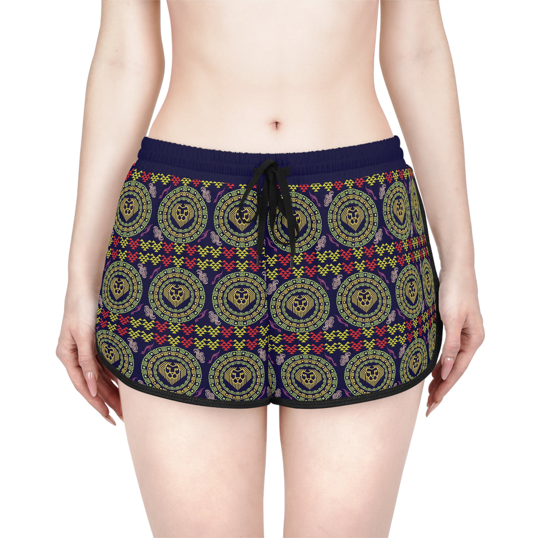 Ink Geo Lion Head Relaxed Gym Shorts
