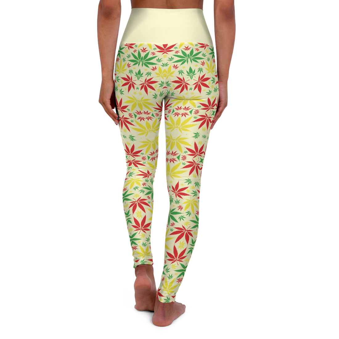 Cream Tropical Rasta Toned Yoga Leggings