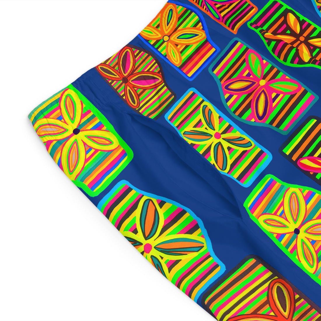 Royal Blue Deco Print Men's Board Shorts (AOP)