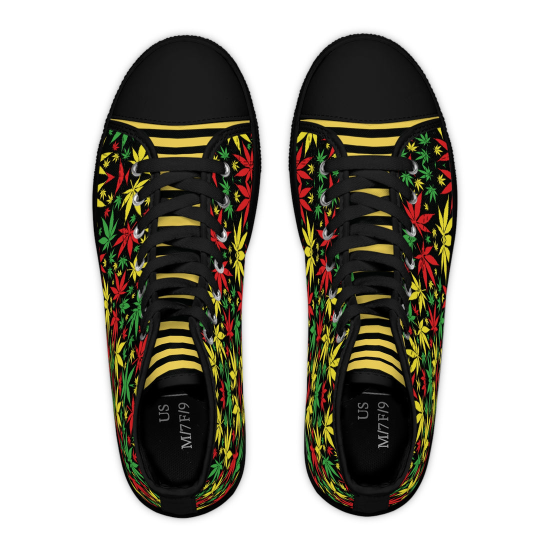 Black Tropical Rasta Toned Women's High Top Sneakers