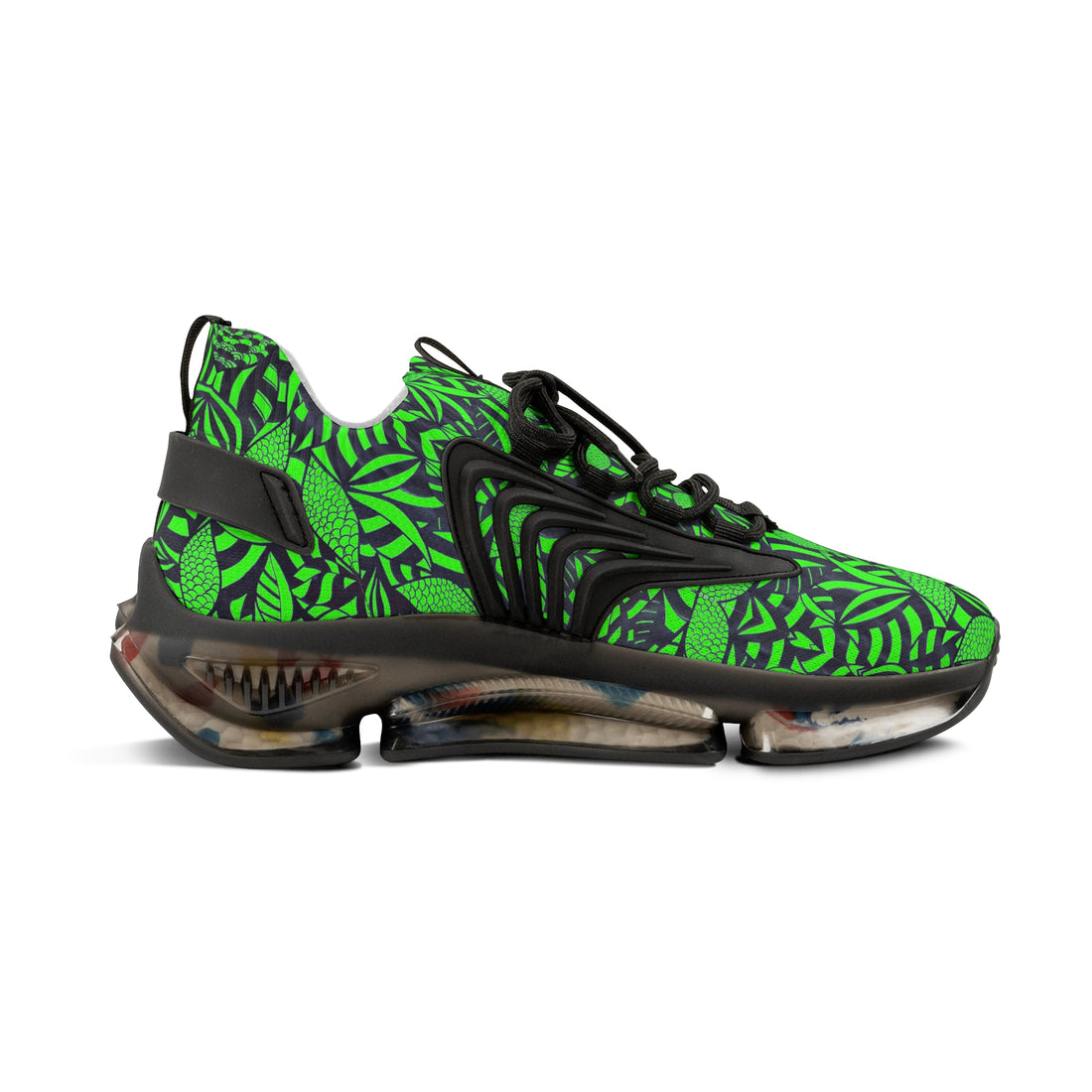 Neon Green Tropical Minimalist OTT Men's Mesh Knit Sneakers