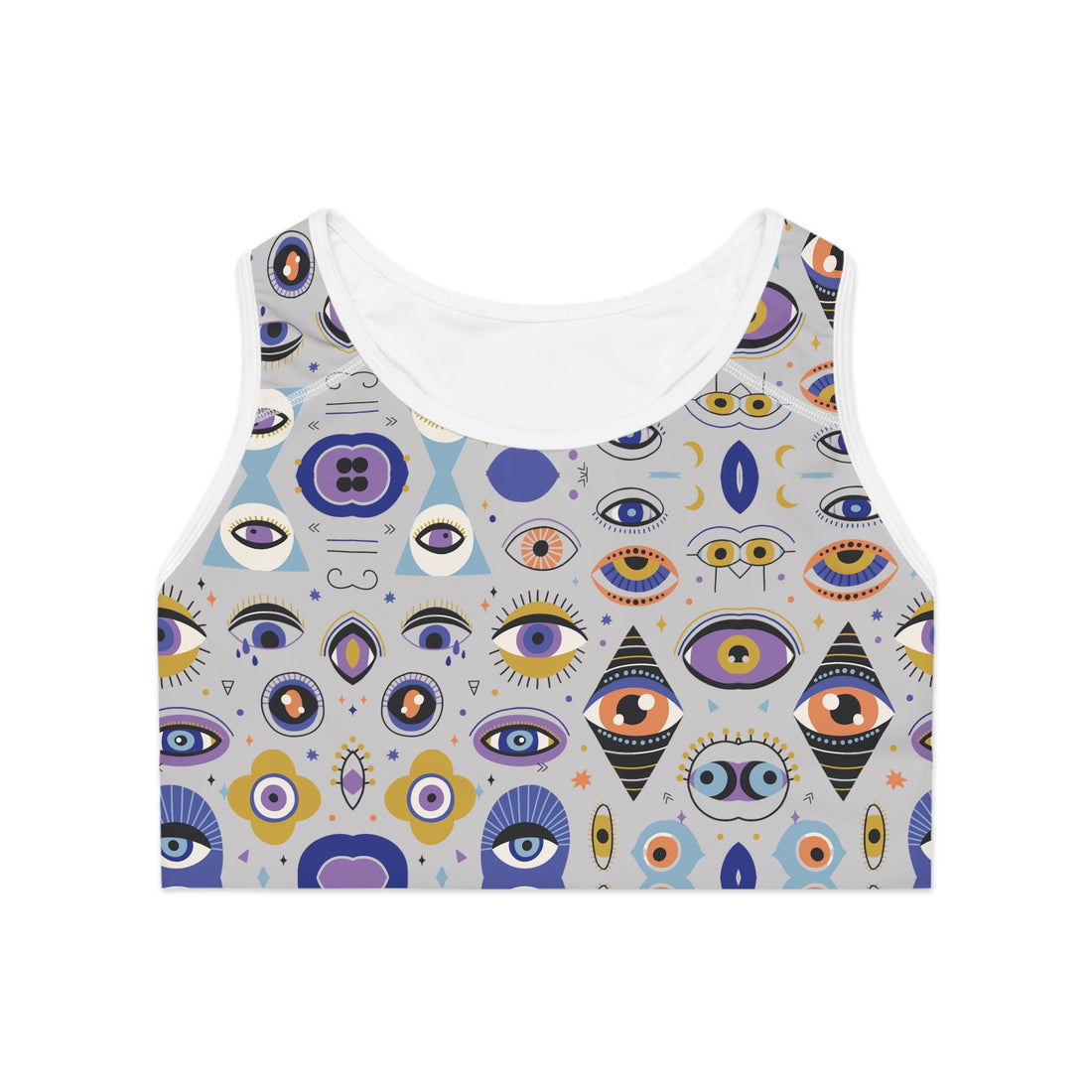 Slate Abstract Evil Eye Racerback (AOP) Sports Bra
