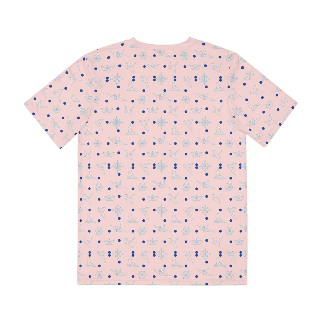 Pale Pink Origami Men's Polyester Tee (AOP)