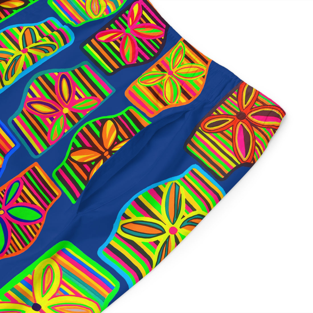 Royal Blue Deco Print Men's Board Shorts (AOP)