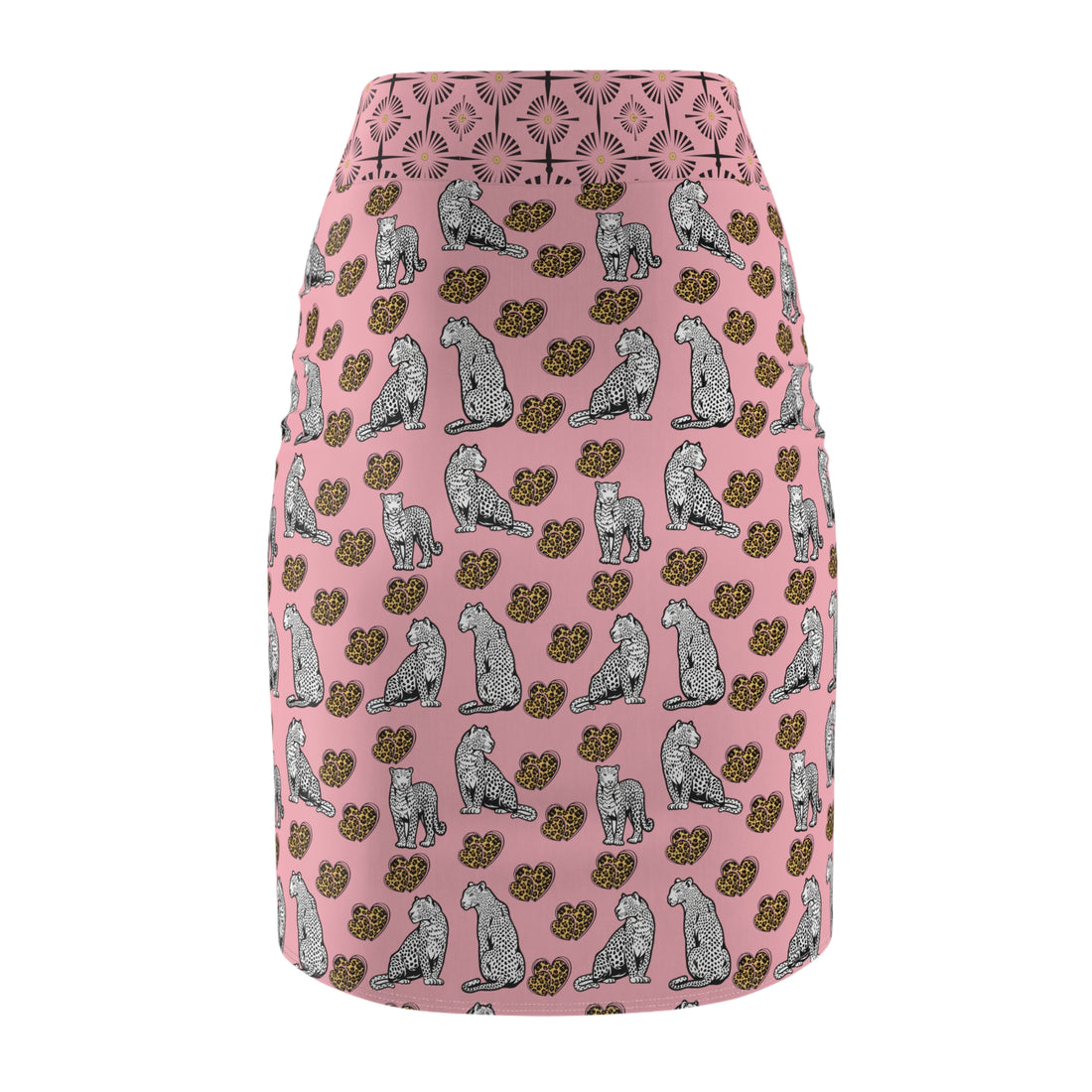 Blush Cheetah Hearts Pencil Skirt