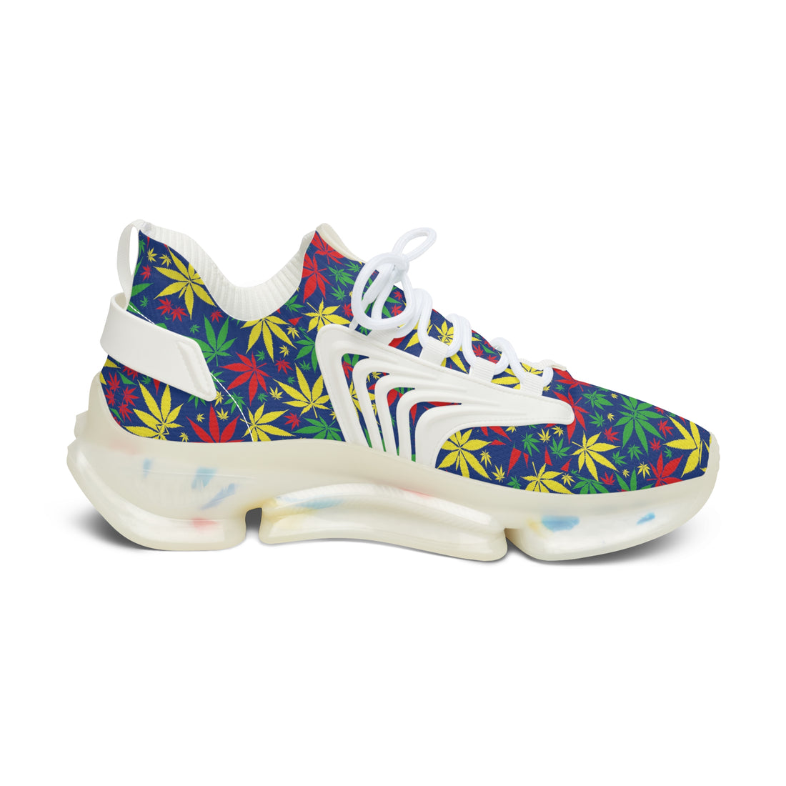 Blue Tropical Rasta Toned Women's Mesh Knit Sneakers