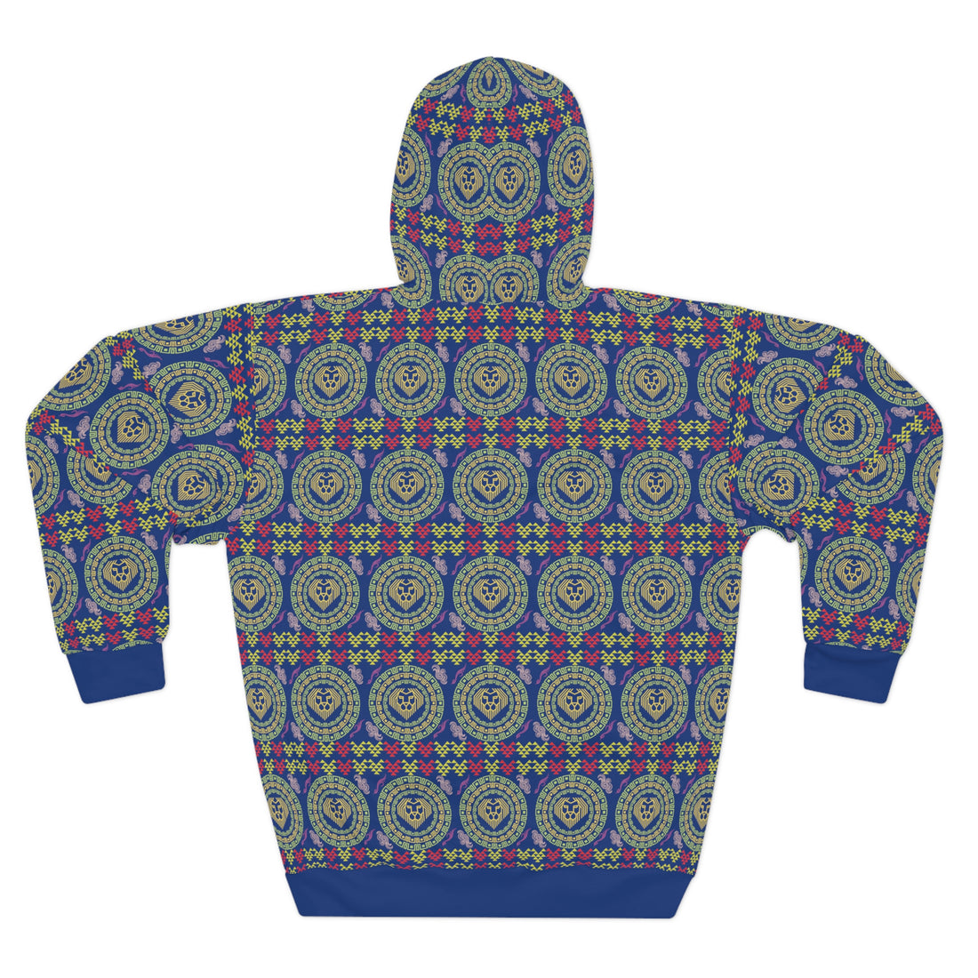 Blue Geo Lion Head Pullover Hoodie