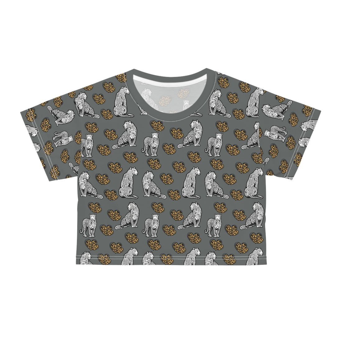 Ash Cheetah Hearts AOP Crop Tee