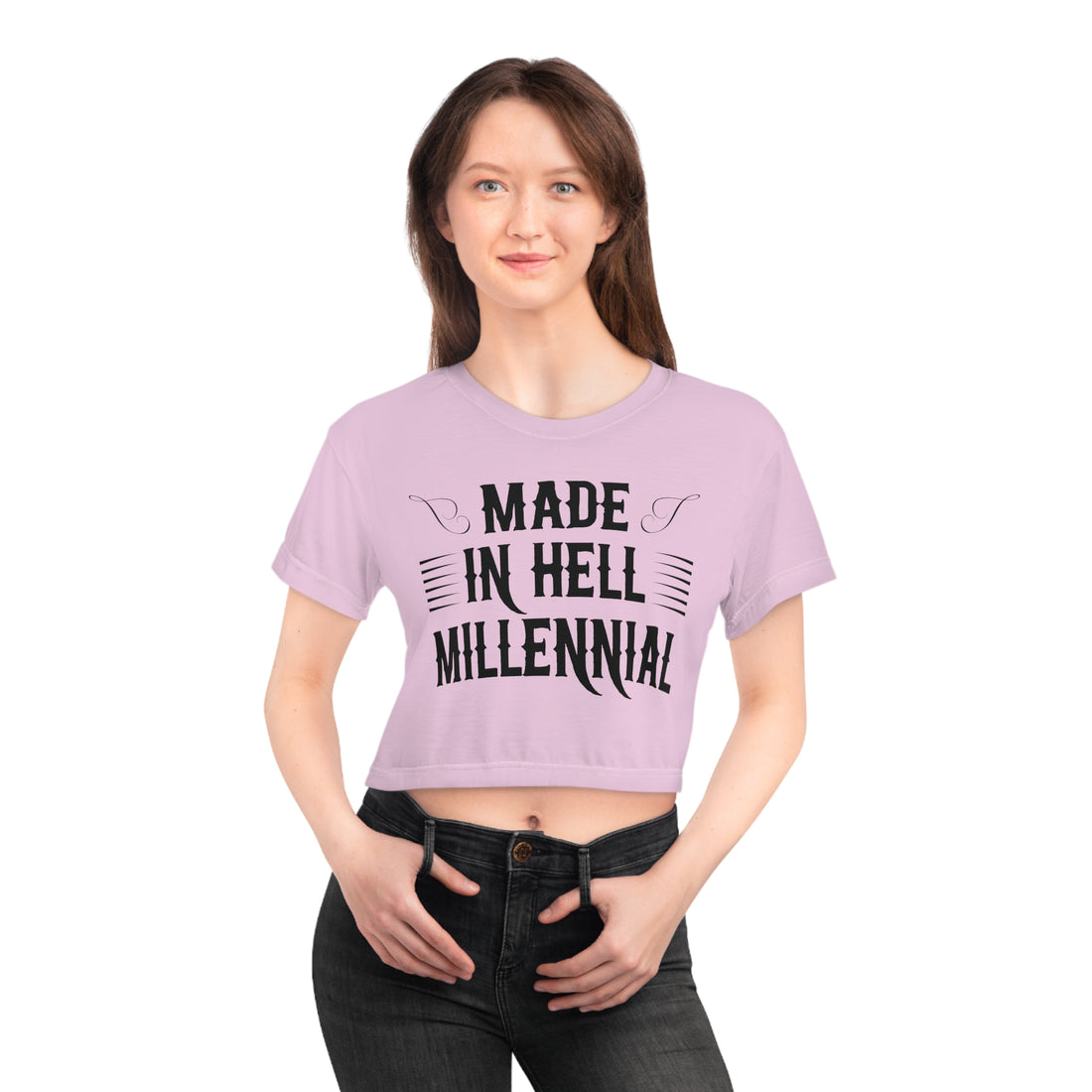 Lilac Millennial AOP Crop Tee