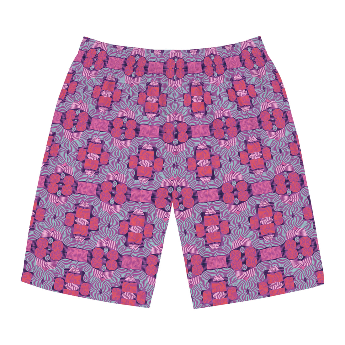 Lilac Bloom Geometric Print Men's Board Shorts (AOP)