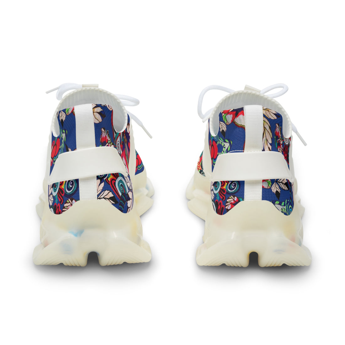 Royal Blue Floral Pop OTT Men's Mesh Knit Sneakers