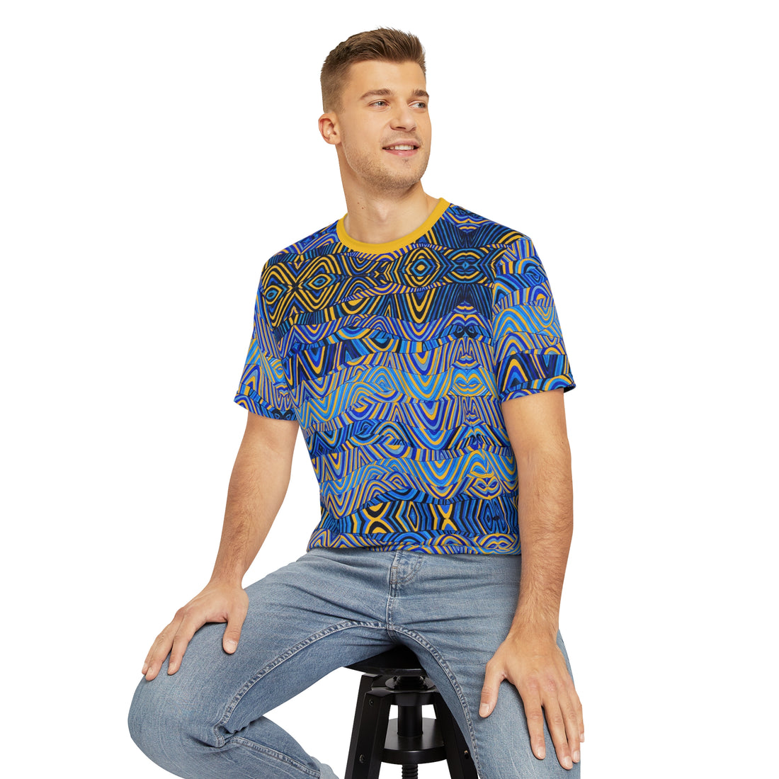 Yellow Sonic Men's Polyester Tee (AOP)