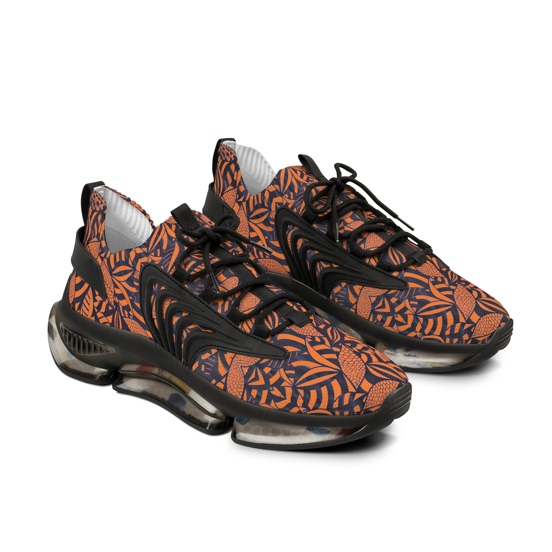 peach men's tropical print mesh knit sneakers