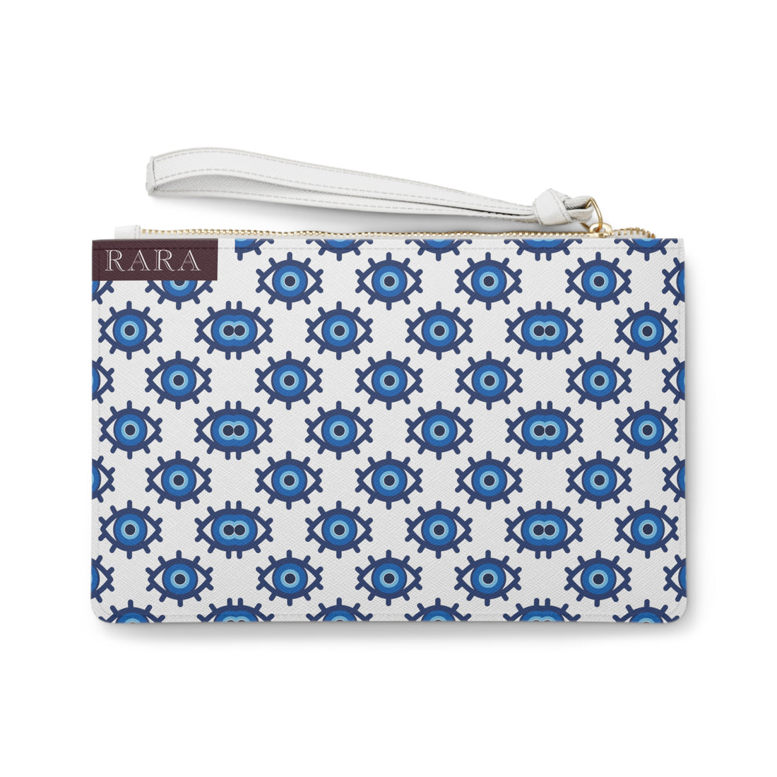 evil eye print white clutch bag