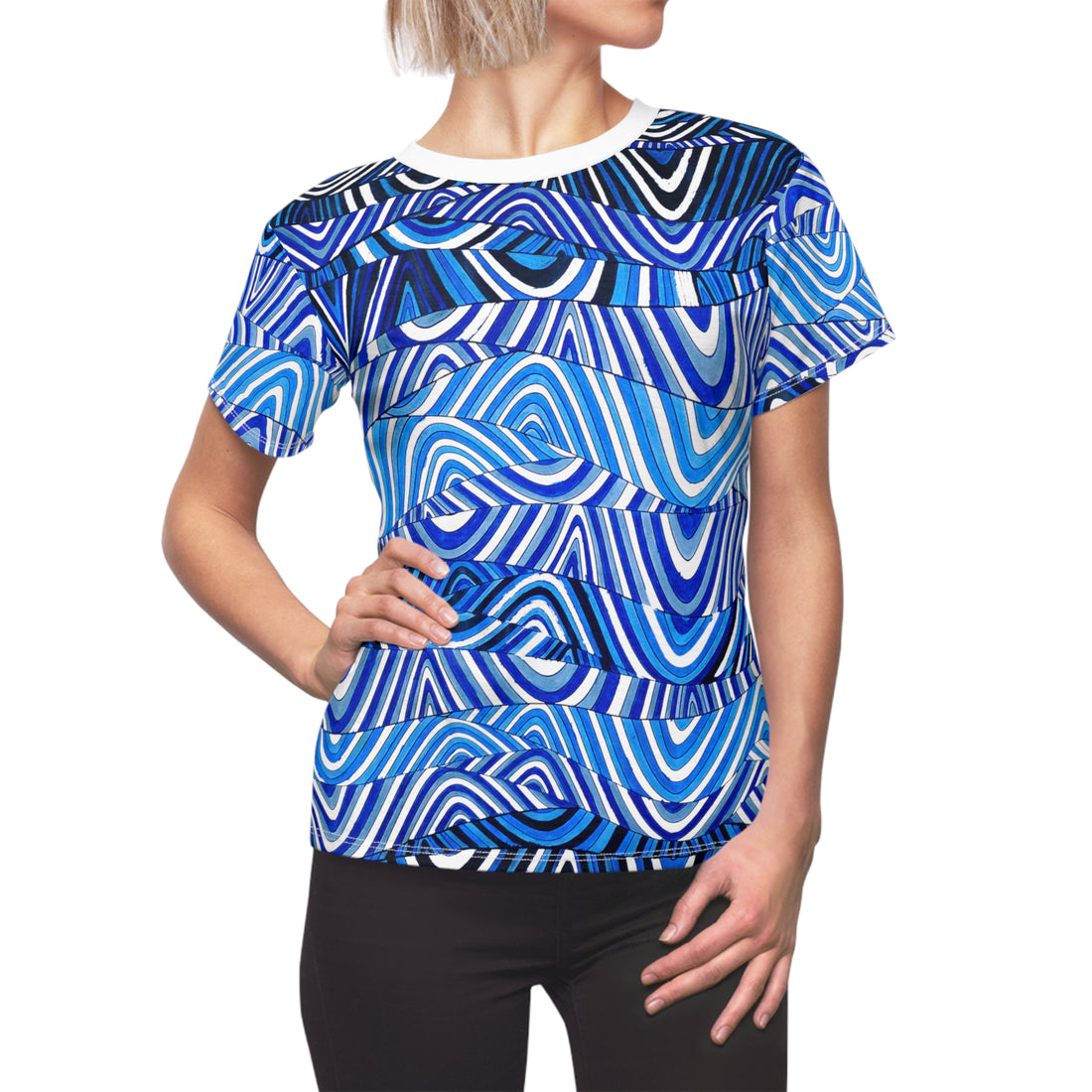 White Sonic AOP Women's Cap Sleeves T-shirt