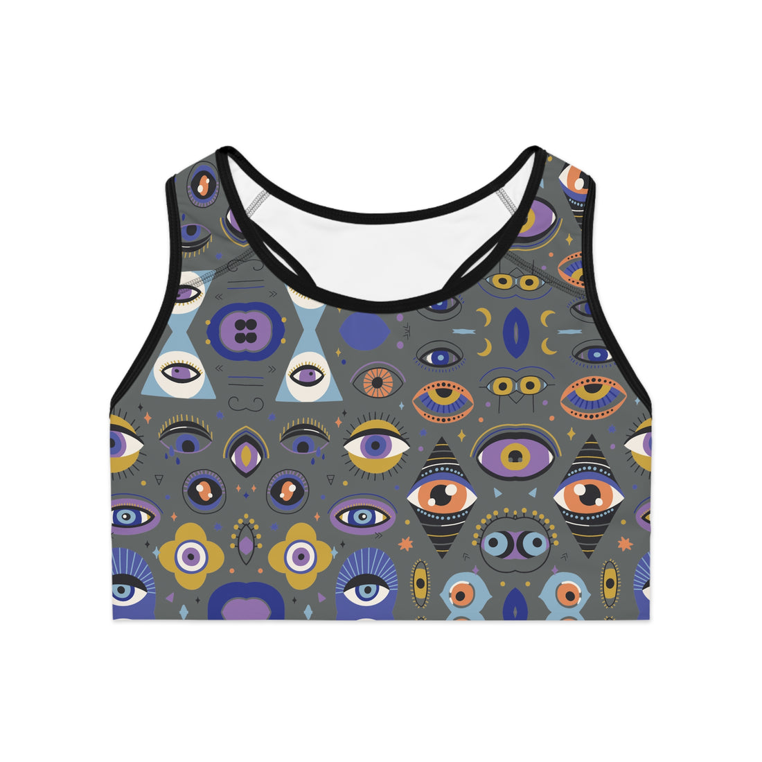 Ash Abstract Evil Eye Racerback (AOP) Sports Bra