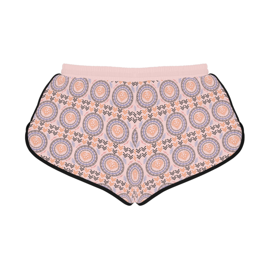 Pale Pink Geo Lion Head Relaxed Gym Shorts