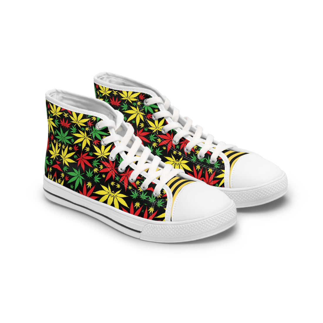Black Tropical Rasta Toned Women's High Top Sneakers