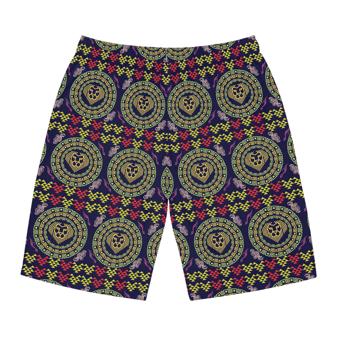 Ink Geo Lion Head Men's Board Shorts (AOP)