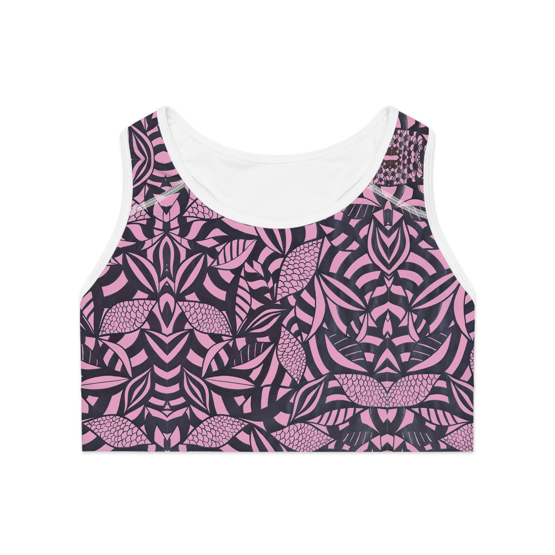 Muted Pink Tropical Minimalist Racerback (AOP) Sports Bra