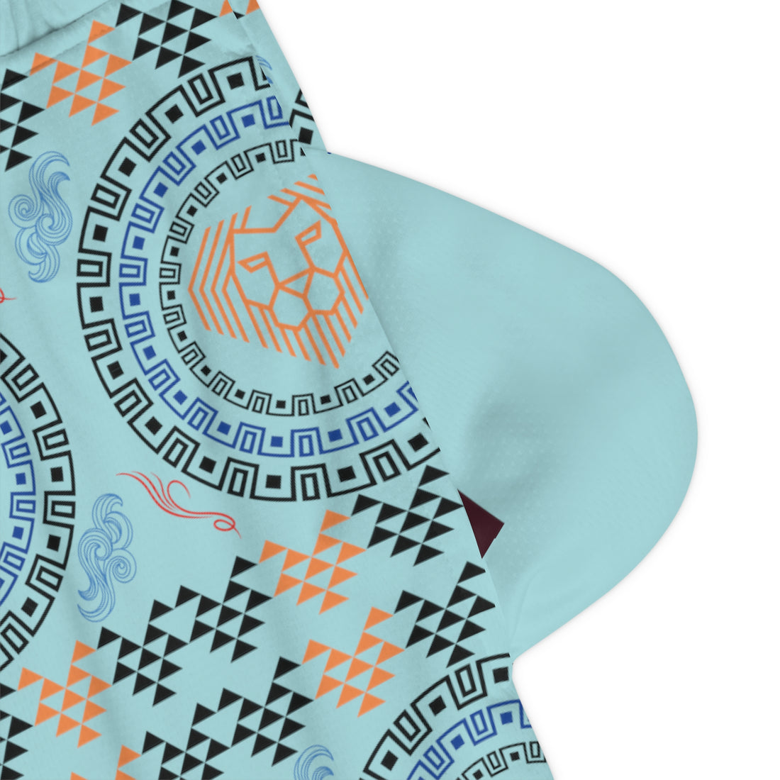 Icy Blue Lion Head Basketball Rib Shorts (AOP)