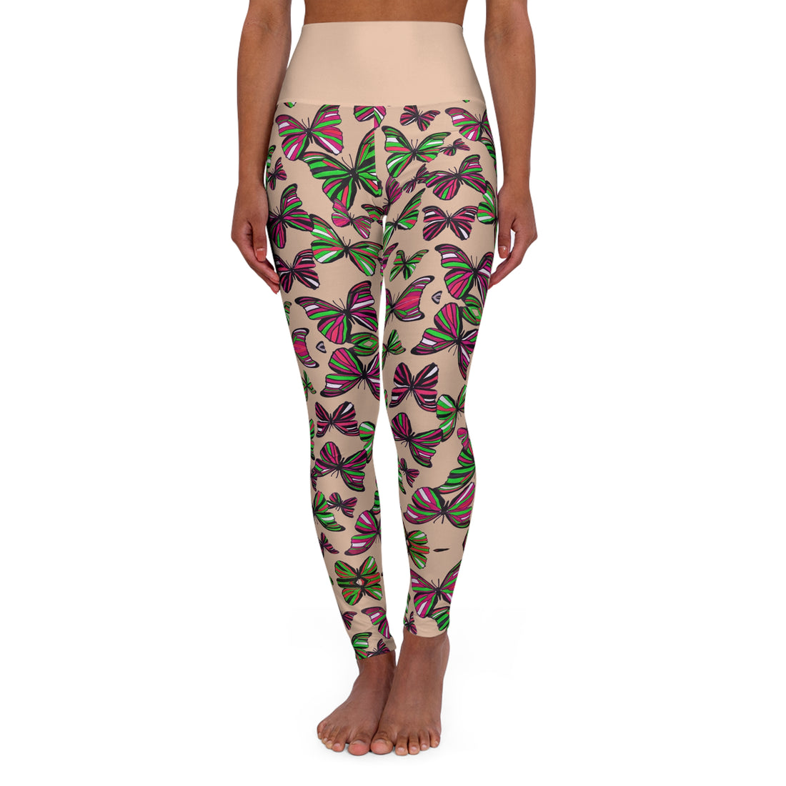 Nude Butterfly Kaleidoscope Yoga Leggings