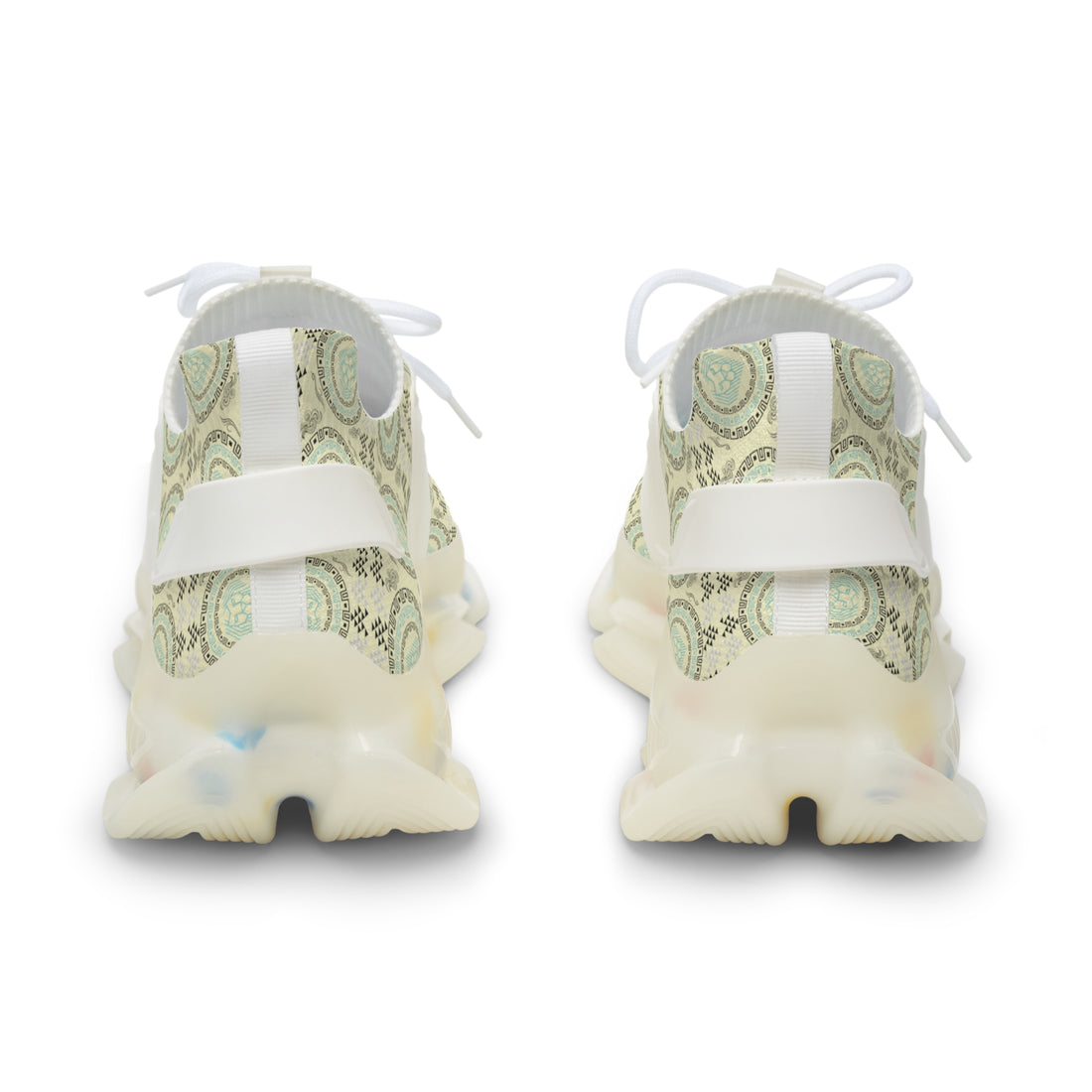 Cream Geo Lion Head Men's Mesh Knit Sneakers