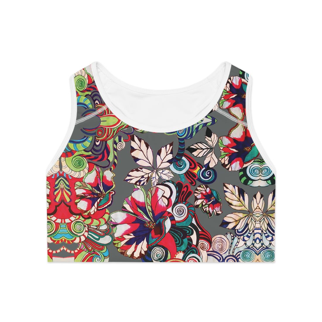 Ash Graphic Floral Pop Racer Back (AOP) Sports Bra