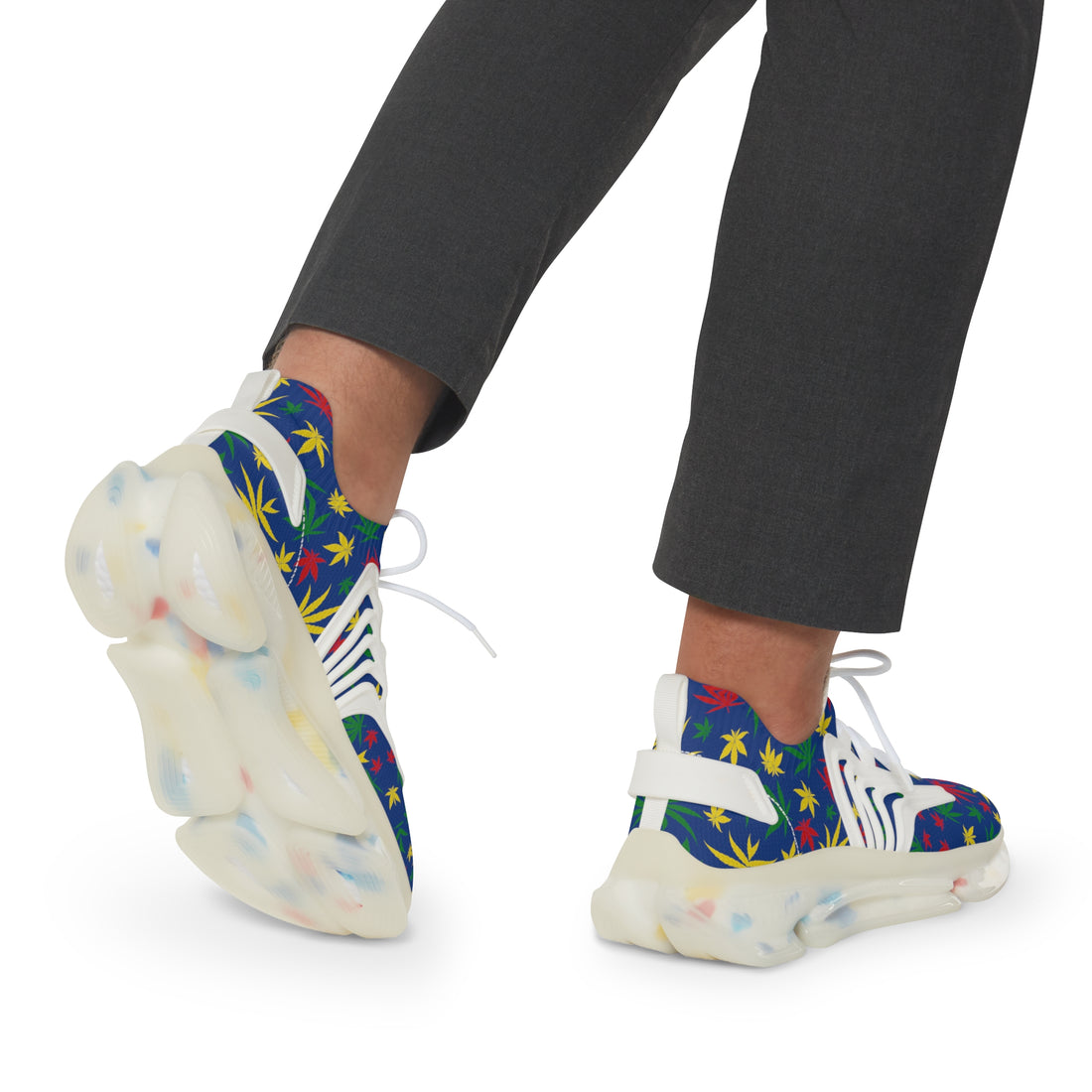 Blue Tropical Rasta Toned Men's Mesh Knit Sneakers